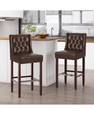 Streamdale 30.5" PU Upholstery Bar Stool w/Back & Metal Footrest