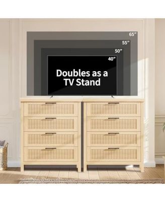 Fluted Dresser for Bedroom, Chest of Dressers Dresser for Closet with 4 Fluted Dressers Chest with Clothes Storage