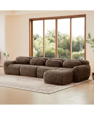L-shaped Plush Modular Sectional Sofa, 32D High Density Sponge, Free Combination, No Assembly
