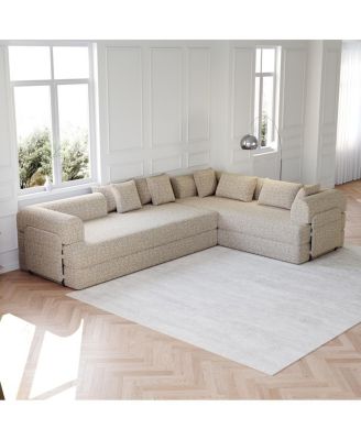 Streamdale Convertible Sleeper Sofa Bed with Pillow & Side Pocket, Chenille Folding Mattress Couch