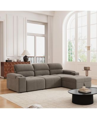 Streamdale Modern L-shaped sectional sofa, 105-inch cloud sofa with adjustable backrest and ottoman