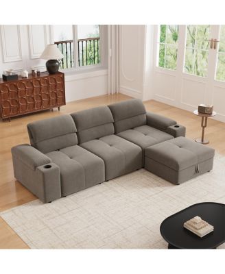 Streamdale Modern L-shaped sectional sofa, 105-inch cloud sofa with adjustable backrest and ottoman