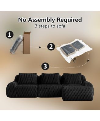 Streamdale 114" Modern L-Shaped Flannelette Sectional Sofa, Oversized 3-Seater Couch