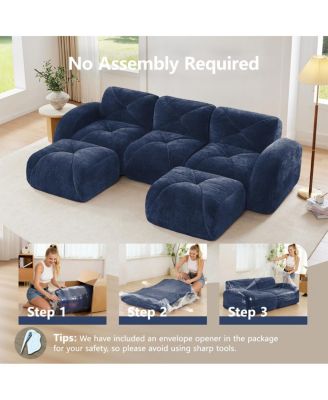 U-shaped Boneless Sofa, Tufted, 32D High Density Sponge