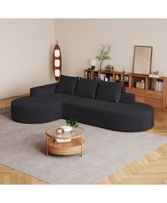 Modern Curved Chenille Sectional Sofa Couch Set, 108.5" L Shaped with 3 Pillows