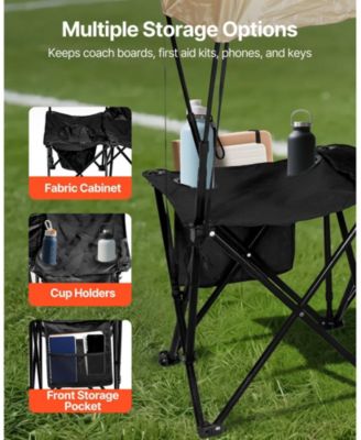 6-Seat Portable Folding Sports Bench with Sunshade and Cup Holders