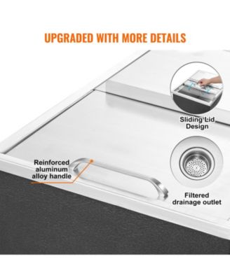 24 x 18 x 13 Inch Drop-In Stainless Steel Ice Chest, 40.9 Qt with Sliding Lid
