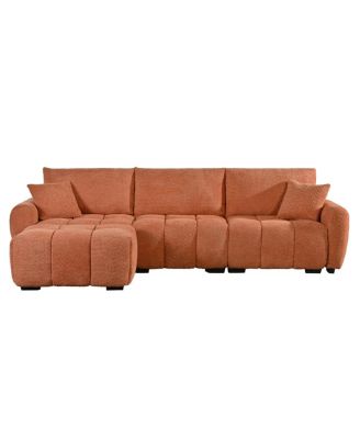 110" Modular Sectional Sofa, L Shape, Extra-large Seat, Movable Ottoman, Boucle Fabric