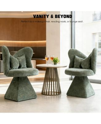 Vanity Chair with Butterfly Back Swivel Accent Dining Makeup Stool