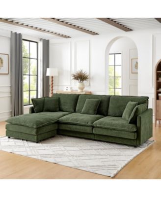 Modern L-Shaped Sectional Sofa with Ottoman, 4-Seater Convertible Couch