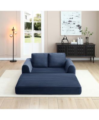 Streamdale 2-in-1 Folding Convertible Sofa Bed, Modern Corduroy Sleeper Couch with 2 Pillows