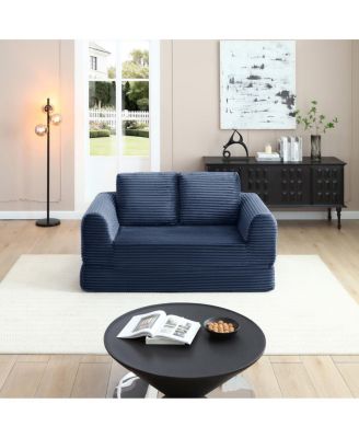 Streamdale 2-in-1 Folding Convertible Sofa Bed, Modern Corduroy Sleeper Couch with 2 Pillows
