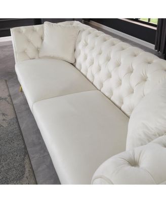 Streamdale Chesterfield Stanford Sofa, Tufted, Wrinkled Fabric, Loverseater