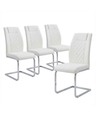 High-Back PU Leather Dining Chairs Set of 4, Modern Kitchen Chairs with Legs
