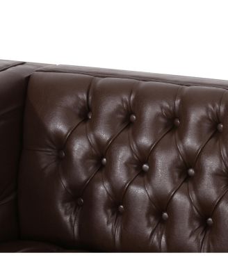 Contemporary Upholstered Sofa with Button-Tufted Diamond Stitching