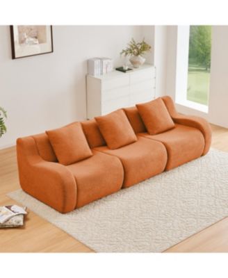 Boneless Sofa, 3 Seat Teddy Fabric, Anti-Slip, No Assembly