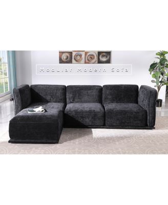 Fashionable modular chenille sofa with iron and wood frame