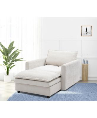 Chenille Sofa Bed, Cozy Lounge Chair with Ottoman 1-Seat