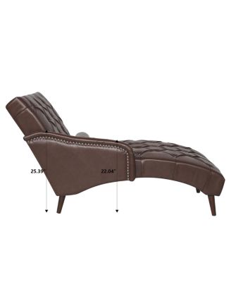 PU Chaise Lounge Armchair with Pillow and Wood Legs