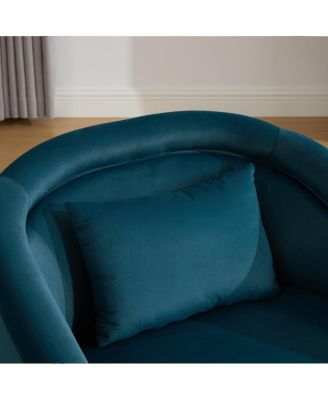 Velvet Swivel Accent Chair, 360-Degree Comfy Pumpkin-Shaped Chair
