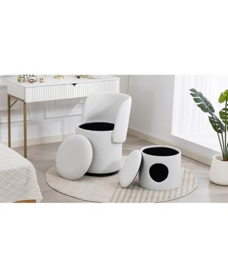 Stylish Swivel Barrel Chair with Storage & Free Cat Bed