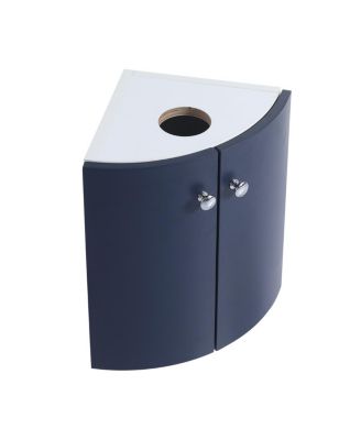 Corner Bathroom Vanity with Sink, Wall Mounted Ceramic Basin, Soft Closing Doors, Pre-assembled for Small Spaces