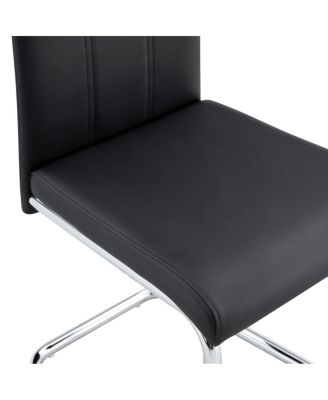 Streamdale 4-Pack Black PU Upholstered Dining Chairs with High-Back and Chrome Legs