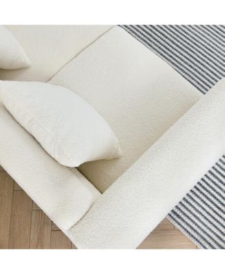 Streamdale 60" Oversized 2-Seater Sectional Sofa, White Teddy