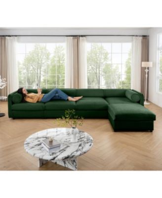 Streamdale Modular Green 4-Seat L-Shaped Sectional Sofa with Storage