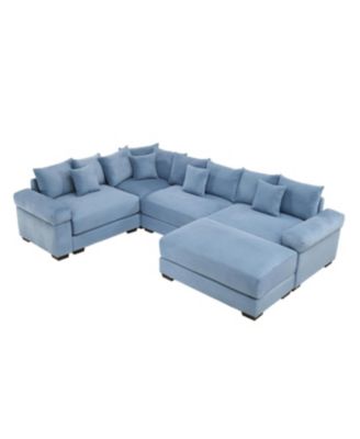 Streamdale Oversized Cloud Modular Sectional Couch with Ottoman, Premium Corduroy