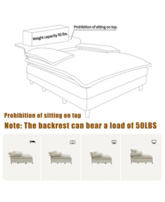 Oversized Corduroy Chaise Lounge Sofa Bed with Pillows