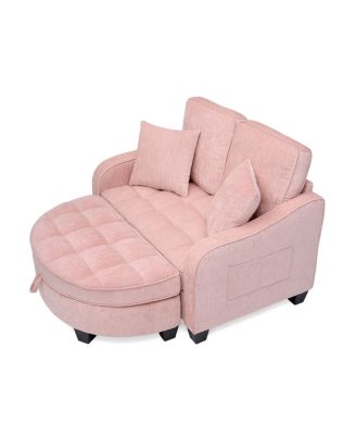  two-seater sofa chaise longue with storage footrest and two pillows