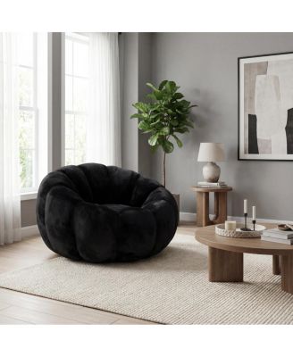 Adult Floral Bean Bag Chair, Ultra-Soft Faux Fur, Large Single-Seater