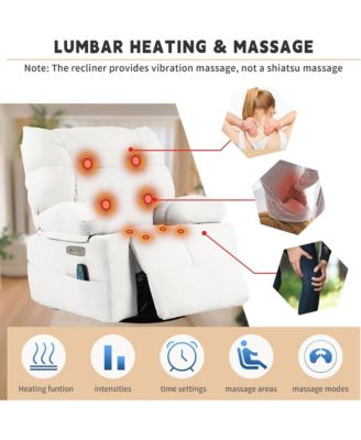 Swivel Power Recliner, Rocking Glider Chair with Massage & Heat