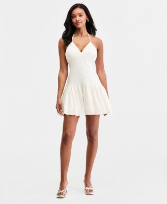 Women's Linen-Blend Drop-Waist Mini Dress
