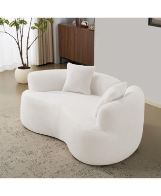 Curved Loveseat Sofa, Teddy Velvet, No-Assembly, 350 lbs Capacity