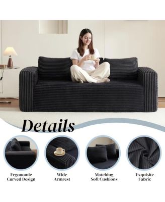 Cloud Loveseat Sofa Couch in a Box, 3 Seater Boneless Couch, Comfy Deep Seat Corduroy Sofa