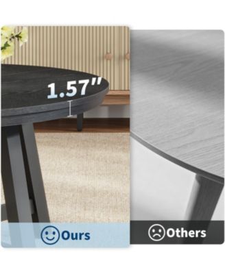 36" Large Round Coffee Table with Thickened Legs and Adjustable Feet