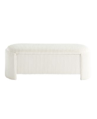 Jorvien 50" Wood Oval Corduroy Storage Bench