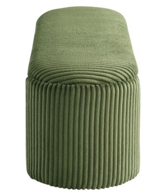 Jorvien 50" Wood Oval Corduroy Storage Bench