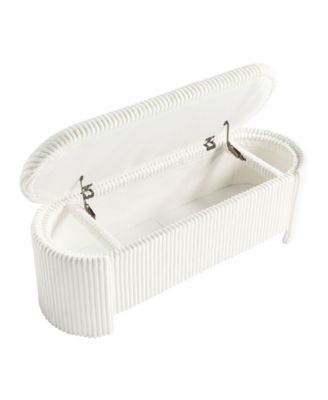 Jorvien 50" Wood Oval Corduroy Storage Bench