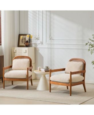 Mid-Century Modern Rattan Accent Chair - Set of 2