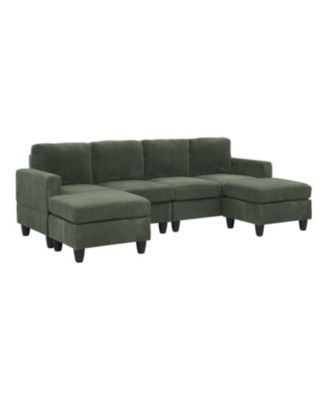Savannah Modular Corduroy Sectional Sofa with Ottoman