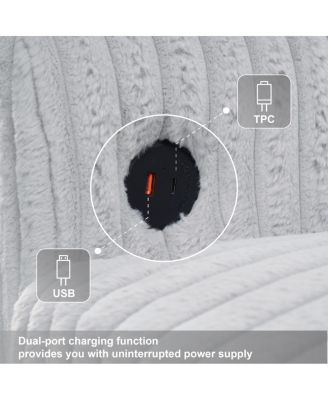 100-inch L-shaped corduroy sofa with modular seating and built-in charging ports