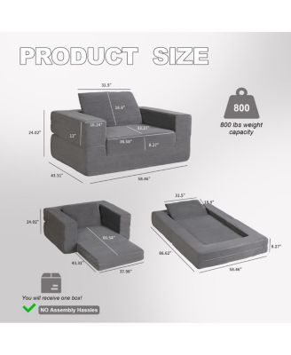 Compression Human Dog Sofa Bed for Adult & Pets, Modern Floor Couch