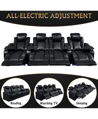 Power Recliner 4 PC, Top-Grain Nappa, Adjustable, Smart Charging, RGB LED