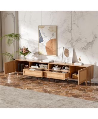 Rattan TV Stand for TVs up to 90", Modern Farmhouse Media Console