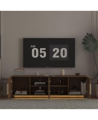 TV Stand with 16 Color LEDs, 68" Modern TV Cabinet Entertainment Center