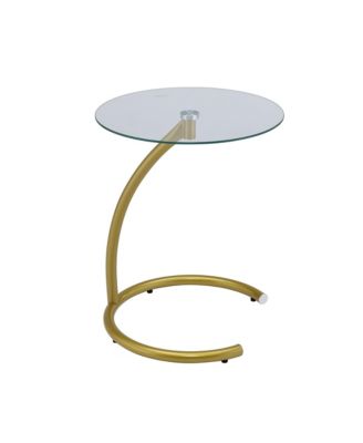 Modern Round End Table / C Table with Tempered Glass Top – Chrome Metal Frame Accent Side Table for Living Room, Bedroom, Office