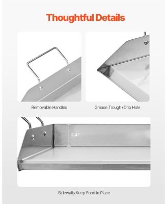 18 x 16 Inch Stainless Steel Griddle Plate for Gas Grill with Handles